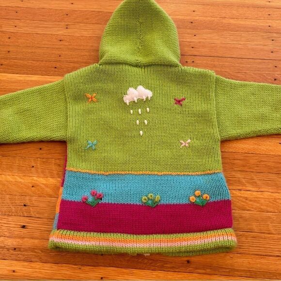 Kids Crochet Knit Zip Up Hoodie Sweater Jacket - Picture 4 of 5